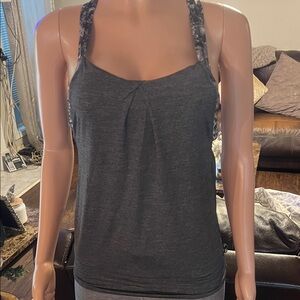 Lululemon Athletica Dark Gray Tank Top with Patterned Straps